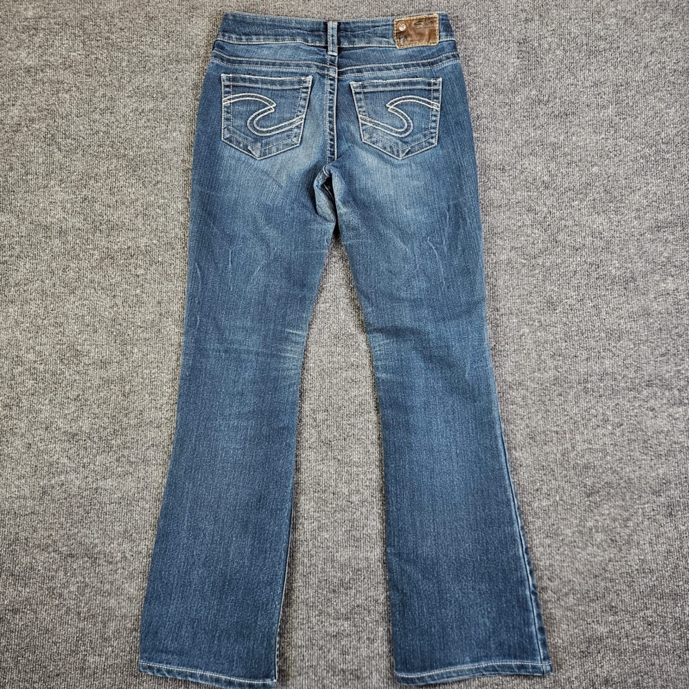 Silver Suki Bootcut Jeans Womens 28 Mid Rise Dark Wash Denim Stretch Casual Blue - Picture 8 of 10